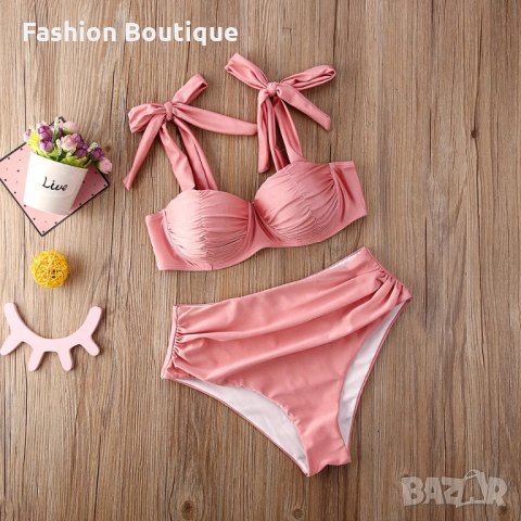 Розов бански висока талия, снимка 2 - Бански костюми - 31751477