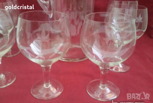 ретро стъклени чаши и кана , снимка 6 - Антикварни и старинни предмети - 19070709