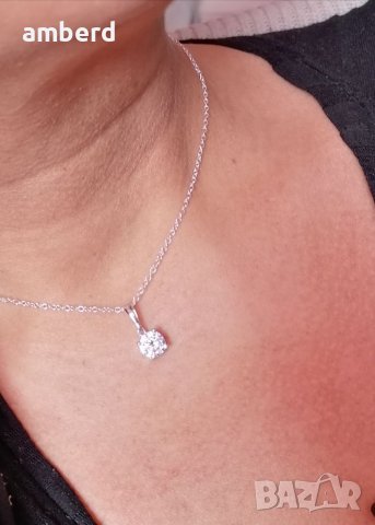 Сребърен комплект "Нежност" - обици и медальон , снимка 4 - Бижутерийни комплекти - 39564364