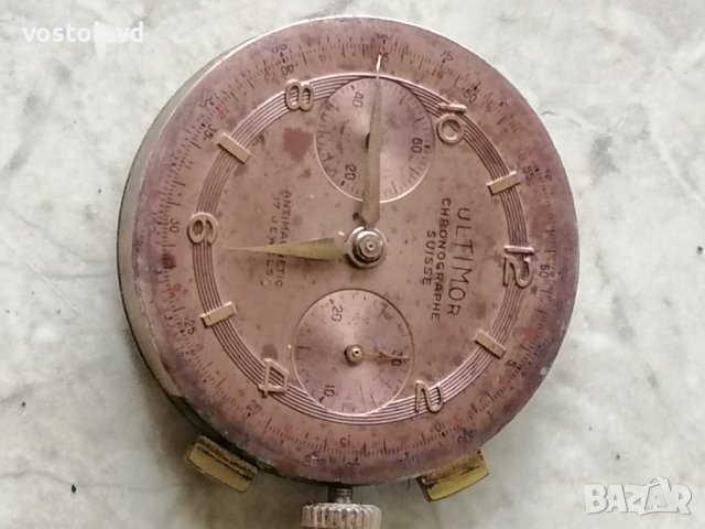 ULTIMOR CHRONOGRAFFE SWISS - РАБОТЕЩ МЕХАНИЗЪМ , снимка 16 - Антикварни и старинни предмети - 42757938