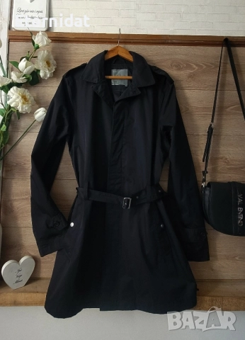 Черен тренч JILINBERG , снимка 6 - Палта, манта - 51863273
