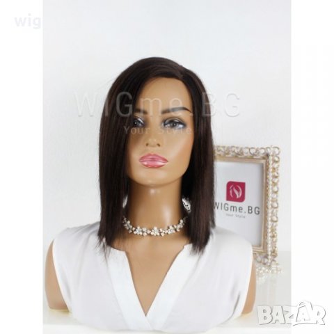 Средна дължина шоколадово кестенява перука от ЕСТЕСТВЕН косъм Селена, снимка 5 - Аксесоари за коса - 34515438