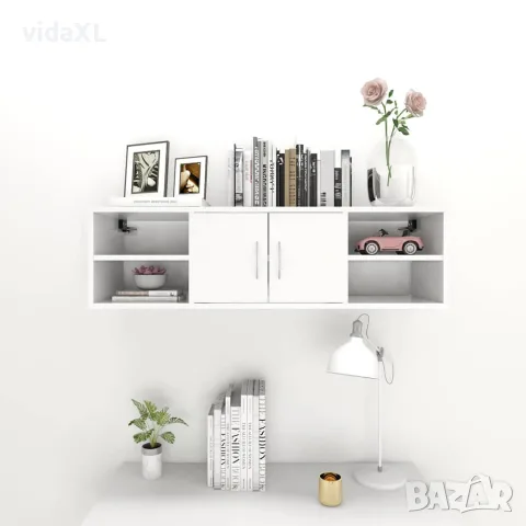 vidaXL Стенен рафт, бял, 102x30x29 см, инженерно дърво, снимка 3 - Етажерки - 56147821