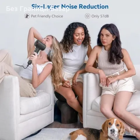 Нов лек и мощен Йонен сешоар – 110K RPM, бързо сушене, нисък шум, LED, снимка 6 - Сешоари - 49867644