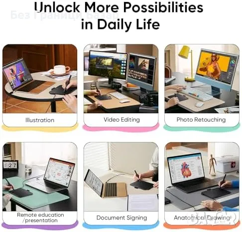 Нов XPPen Deco 640 Таблет за рисуване, 16K нива натиск, 8 клавиша, снимка 7 - Таблети - 47370765