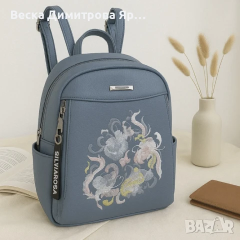 Елегантна и стилна дамска раница с флорална бродерия, снимка 4 - Чанти - 50659984