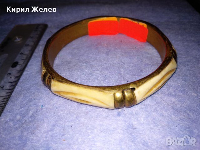 СТАРА БРОНЗОВА ОРИЕНТАЛСКА МАСИВНА ЕТНО ГРИВНА с РОГ / КОСТ МАЙСТОРСКА РАБОТА РЯДКА 37522, снимка 8 - Антикварни и старинни предмети - 40831054