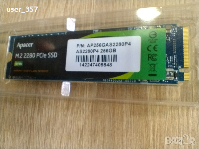 SSD диск Apacer AS2280P4 M.2 PCIe 256GB, снимка 1 - Твърди дискове - 44758452