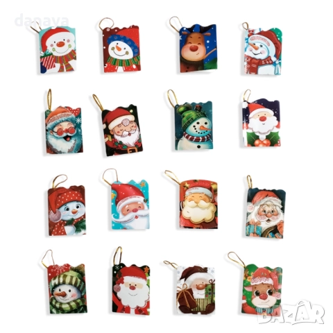 6267 Мини коледни картички с брокатени частици, 7 см