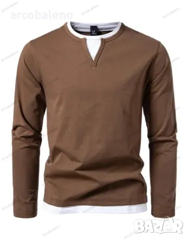 Фалшива двуслойнa мъжка тениска с V-образно деколте и шевове, 4цвята , снимка 3 - Тениски - 48458438