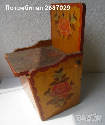 Дървена стара кутия за стена с капак, рисувана, снимка 6 - Други ценни предмети - 29729528