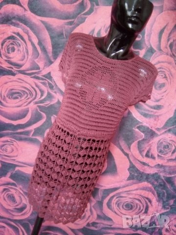 Атрактивна мрежеста туника рокля за плаж Пепел от рози М, снимка 1