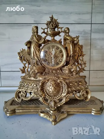 Бронзов Каминен Часовник със Свещник-70 Години Със Кварцов Механизъм Работи Перфектно , снимка 5 - Антикварни и старинни предмети - 48730927