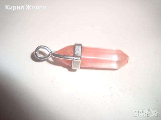 КОЛИЕ МЕДАЛЬОН РОЗОВ КВАРЦ ПОСРЕБРЕНО АРТИСТИЧНА ВИСУЛКА 10932, снимка 5 - Колиета, медальони, синджири - 30580731