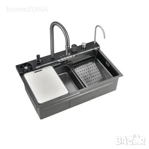 Мивка за кухня Spark 14, пиано бутони, двоен водопад