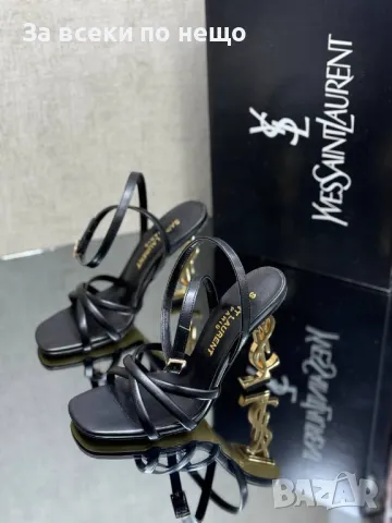 Yves Saint Laurent Дамски Черни Сандали На Ток Код D2115, снимка 2 - Сандали - 49419929