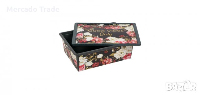 Кутия за съхранение с пластмасов капак, Цветя 