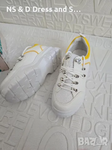 Дамски маратонки различен модел бяло с жълто , снимка 3 - Маратонки - 49569803