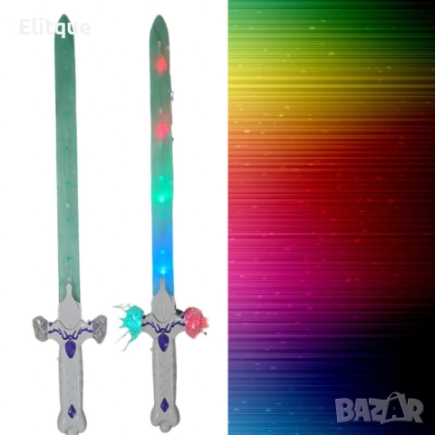 Детски светещ LED меч със звуци на батерии 