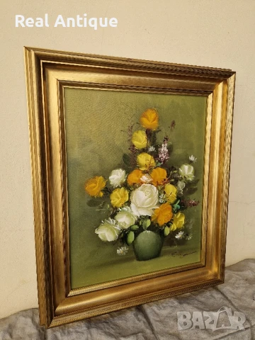 Страхотен антикварен белгийски натюрморт масло платно автор , снимка 6 - Антикварни и старинни предмети - 50781795