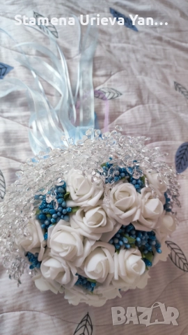 Сватбен букет(ръчно изработен), снимка 8 - Сватбени аксесоари - 51789270