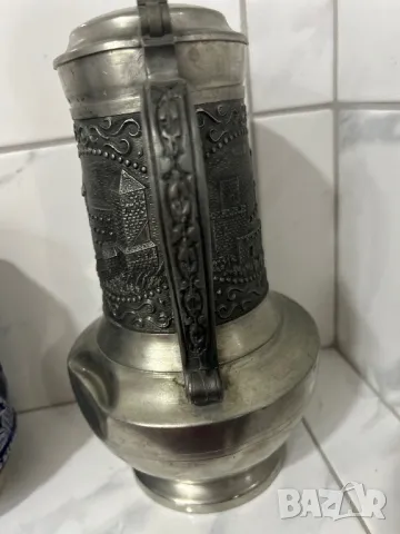 Стара халба  за вино/ бира  от калай Antik * Vintage, снимка 2 - Антикварни и старинни предмети - 48153743