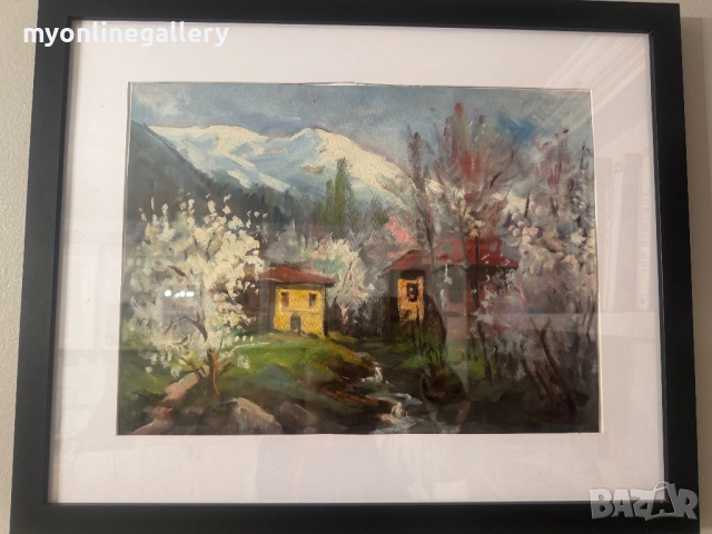 Стара картина Стоян Кирязов масло на картон