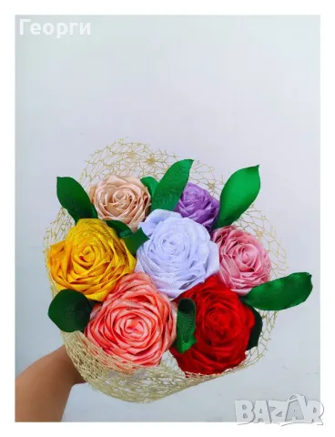 Ръчно изработени букети , снимка 5 - Изкуствени цветя - 48634035