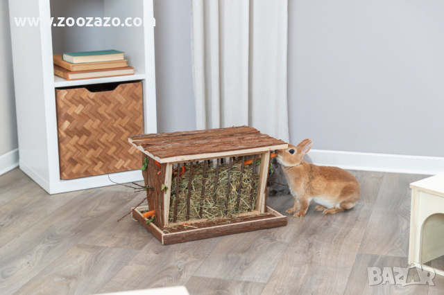 Дървена хранилка за сено, трева и лакомства за Гризачи 40 х 22 х 30 см. - Модел: 61805, снимка 7 - За гризачи - 44734230