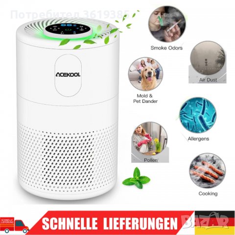 LED пречиствател на въздух с H13 HEPA и филтър с активен въглен - НОВ, снимка 2 - Овлажнители и пречистватели за въздух - 39695508