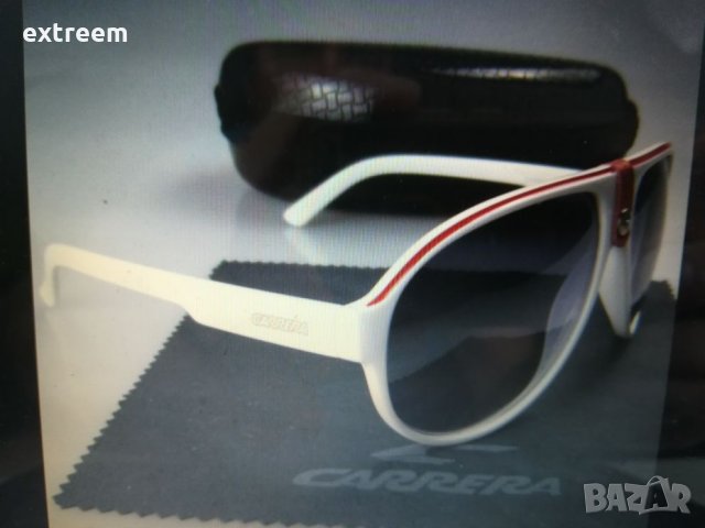 C A R R E R A - АВИАТОР - РАМКА  Бяла + Червено+ТЪМНО СТЪКЛО UV400, снимка 2 - Слънчеви и диоптрични очила - 29525956