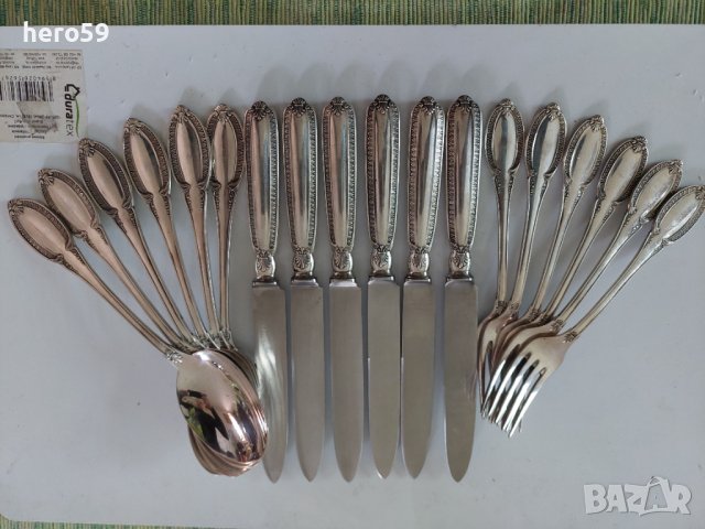 Сребърен(800) проба комплект за хранене за шест човека/Продаденилъжици вилици ножове/, снимка 2 - Прибори за хранене, готвене и сервиране - 38656352