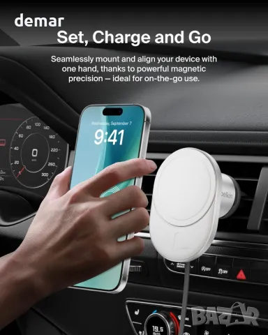 Belkin BoostCharge Pro Магнитно безжично зарядно за кола с Qi2 15W, снимка 4 - Безжични зарядни - 48222597