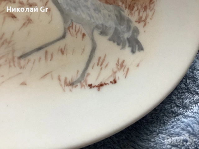 Порцеланова чиния произведено в Германия ръчно рисувани оригинална творба с подпис, снимка 3 - Декорация за дома - 54134485