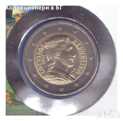 2 ЕВРО 2014 В НУМИЗМАТИЧЕН ПЛИК (NUMISBRIEF) - ЛАТВИЯ, снимка 2 - Нумизматика и бонистика - 53299778