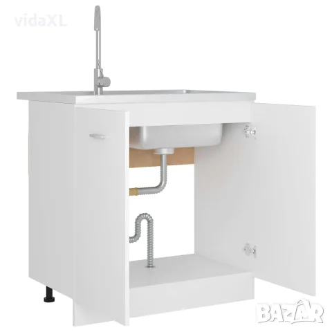 vidaXL Долен шкаф за мивка "Lyon", бял, 80x46x81,5 см, инженерно дърво, снимка 3 - Шкафове - 56147694