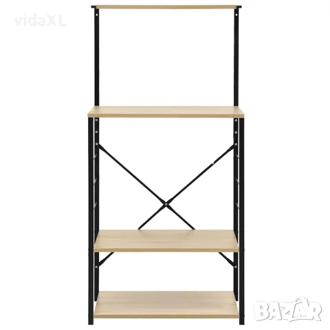 vidaXL Шкаф за микровълнова черно и дъб 60x39,6x123 см инженерно дърво, снимка 3 - Шкафове - 56146495