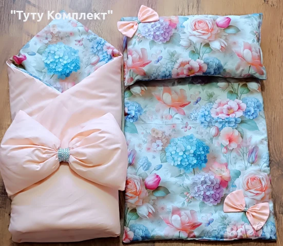 Комплект от памучно портбебе ( одеяло, чувалче),подложка с възглавница, снимка 11 - Спално бельо и завивки - 37954287