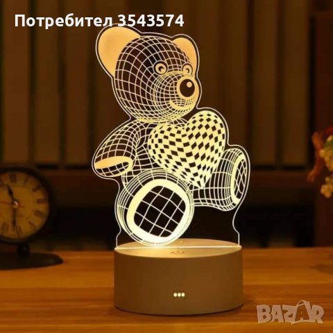 НОВИ Уникални 3D LED нощни лампи., снимка 10 - Настолни лампи - 39146760