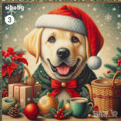 Комплект за изработка на диамантен гоблен "Лабрадорът Коледа", снимка 3 - Гоблени - 48149150