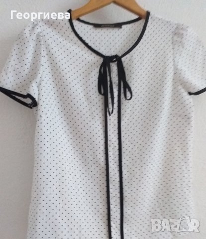 Стилна бяла риза на черни точки, снимка 2 - Ризи - 37749599