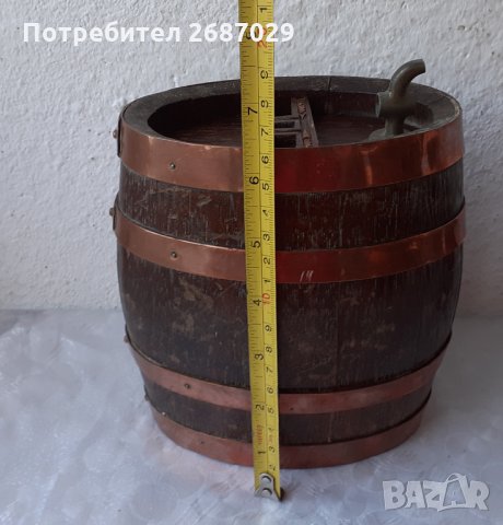 Дървено буре с медни обръчи и стойка, снимка 6 - Други - 31658196