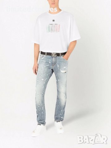 D&G Dolce and Gabbana Barcode Embroidered Logo Oversized Мъжка Тениска size 44 (M / L) и 48 (XL), снимка 5 - Тениски - 37840875