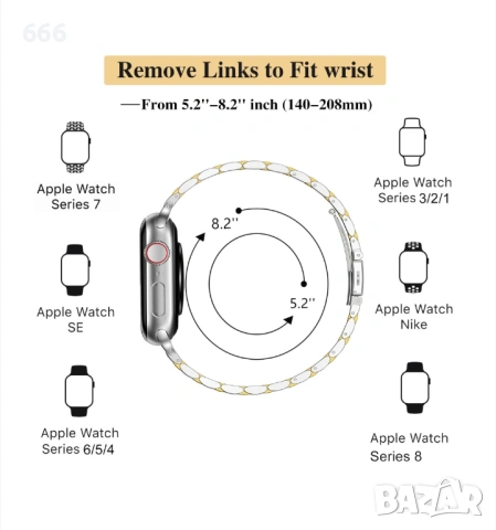 Каишка Apple Watch Series 10 (42 mm), съвместима с 41 mm 40 mm 38 mm , снимка 4 - Дамски - 53288793