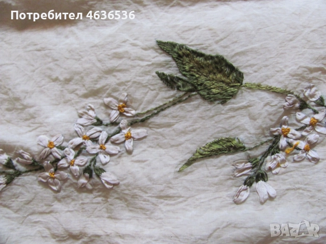 19в. Калъфка за възглавница , ръчна бродерия , 45х30см., снимка 3 - Антикварни и старинни предмети - 52440148