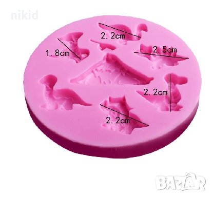 7 малки динозавъра динозавър дракон силиконов молд декорация украса фондан торта мъфини и др, снимка 2 - Форми - 21591538