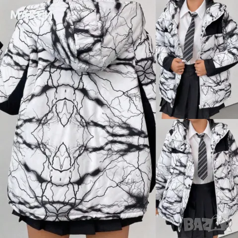 Макси топло олекотено яке с качулка, джобове, цип, капси, коригиращи вързалки и самозалепващи ел-ти