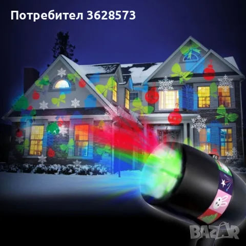 Прожектор Holiday slide / Лесна употреба; Влагоустойчив корпус; Различни фигурки за проекция; Стабил