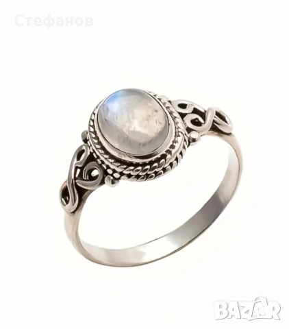 Пръстен с лунен камък във Викториански стил, снимка 4 - Пръстени - 51603360