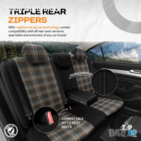 К-т Луксозна Тапицерия Automat-OTOM, Текстил с еко кожа, GTI SPORTS Design, Черна с оранжев шев, снимка 4 - Аксесоари и консумативи - 52793103